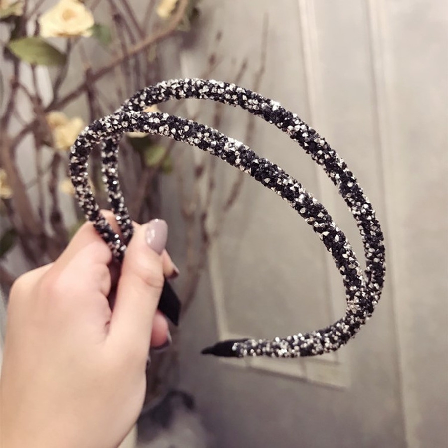 Korean Crystal Rhinestone Double Layer Headband Fashion Thin Full Diamond Hair Band for Women