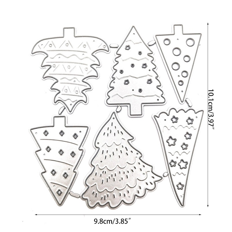 Cetakan Stensil Cutting Dies Motif Pohon Natal Bahan Metal Untuk Scrapbook / Craft DIY