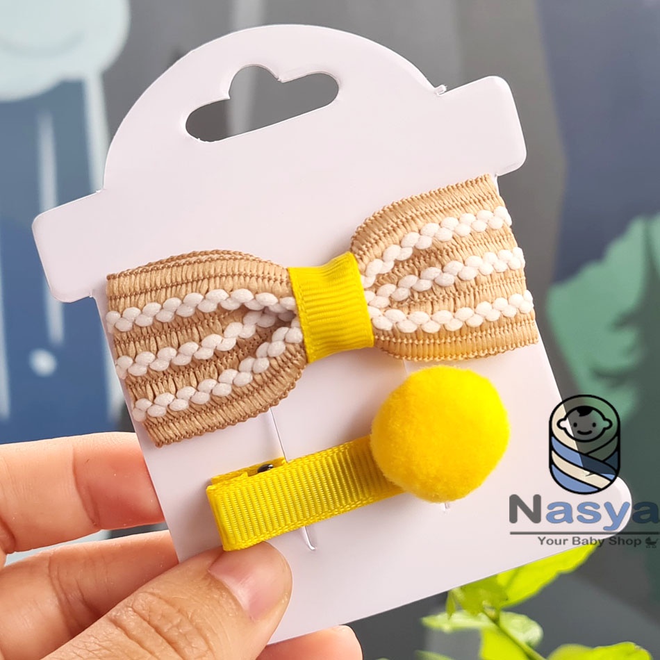 [BN-001] JEPITAN 2in1 / jepitan Bayi Lucu / Baby Headband hiasan pom pom