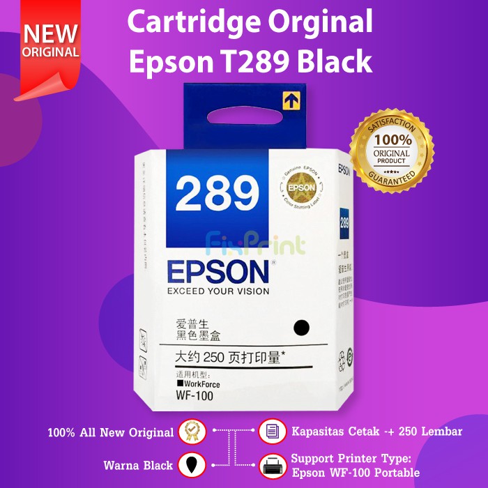 Epson 289 C13T289 Black C13T290 Color Cartridge Tinta Printer Workforce 100 WF100 Work Force WF-100