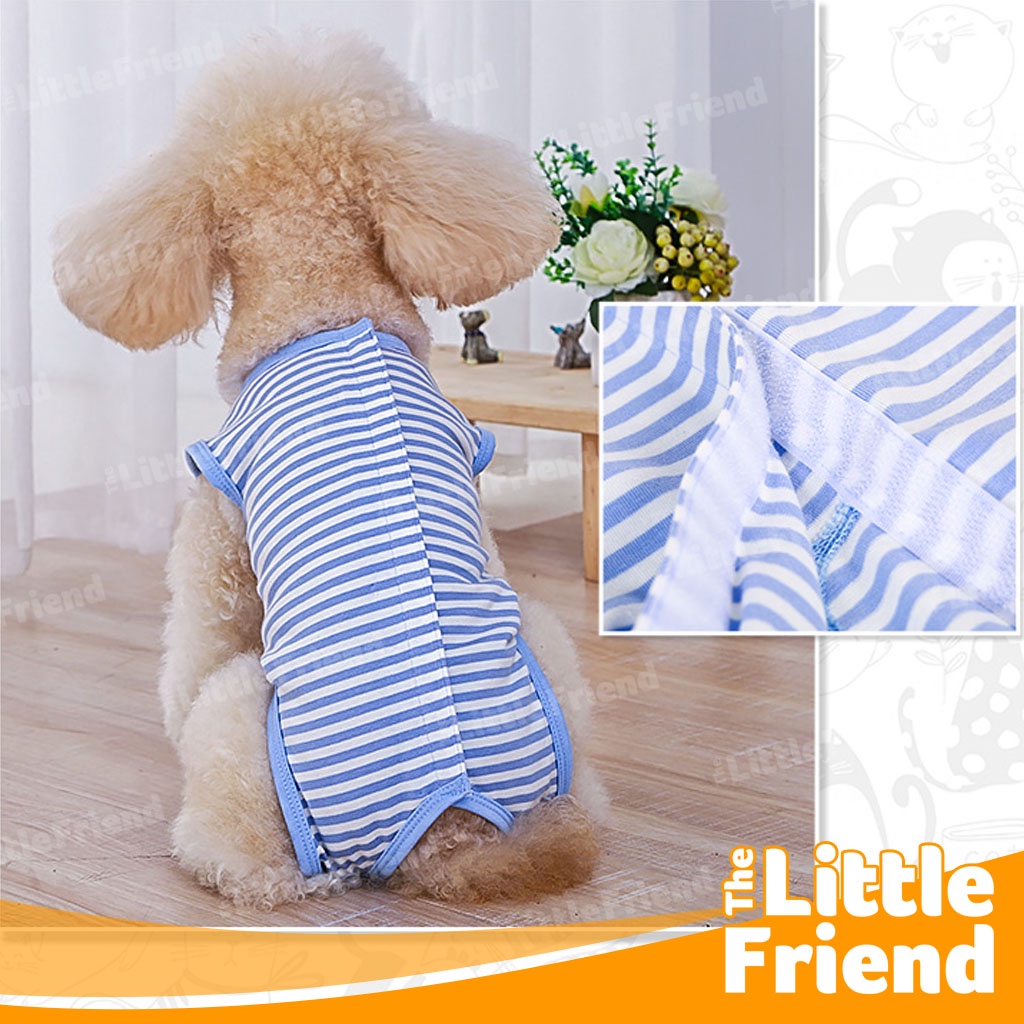 Baju Anjing Kucing Pelindung Perut Pasca Operasi Steril Stripes Velcro