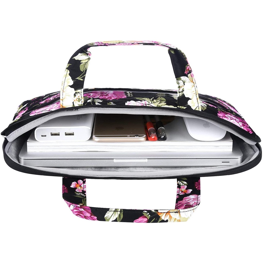 Tas Laptop Selempang Mosiso Peony Floral Shoulder Strap 13 14 inch