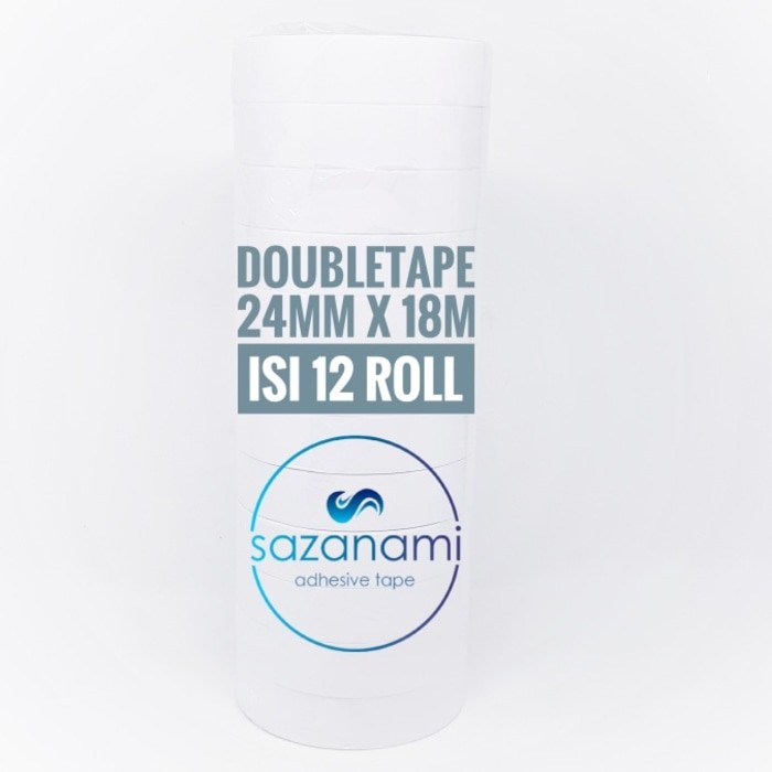 

RB DOUBLE TAPE 1" 24MM x 18M DOUBLETAPE KERTAS PUTIH SAZANAMI ISI 12ROLL