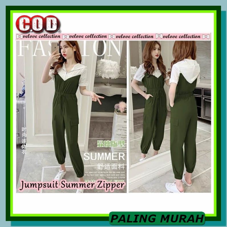 023 Jumpsuit Long Gracia Baju Stelan Wanita Dewasa Modis Terbaru  CC550 Jumpsuit Summer Zipper Hija