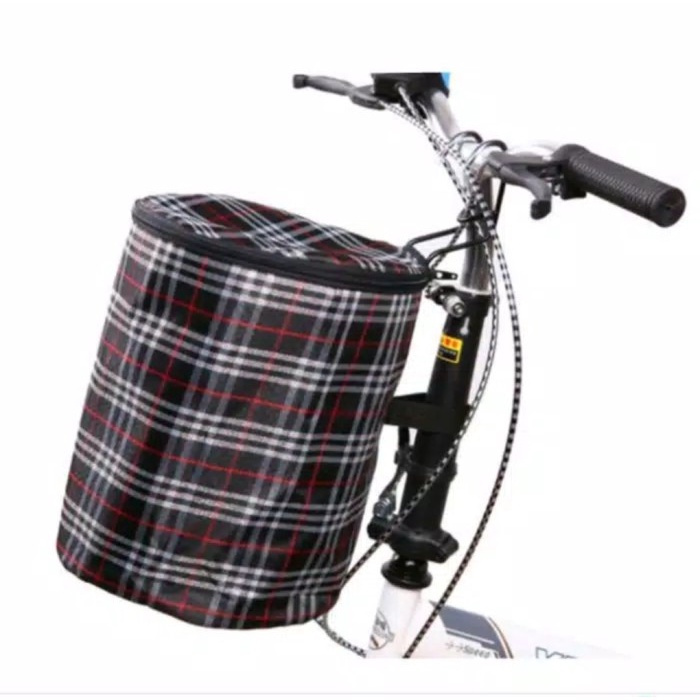 Keranjang Sepeda Lipat Universal Seli Warna Hitam Kotak Dengan Tutup
