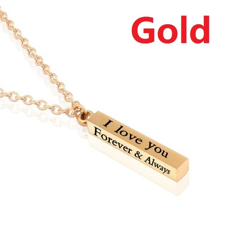 Kalung Liontin i Love You Bahan Stainless Steel Untuk Pasangan