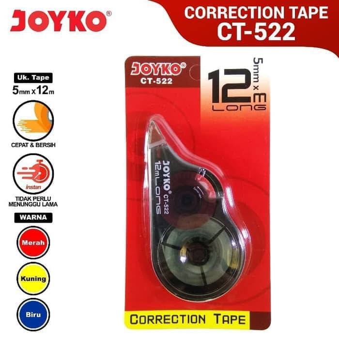 

Correction Tape Tip-ex Tipex Pita Kertas Joyko CT-522 12meter