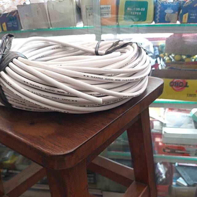 Kabel putih uk 2x0,75. kabel listrik 2x 0.75 serabut