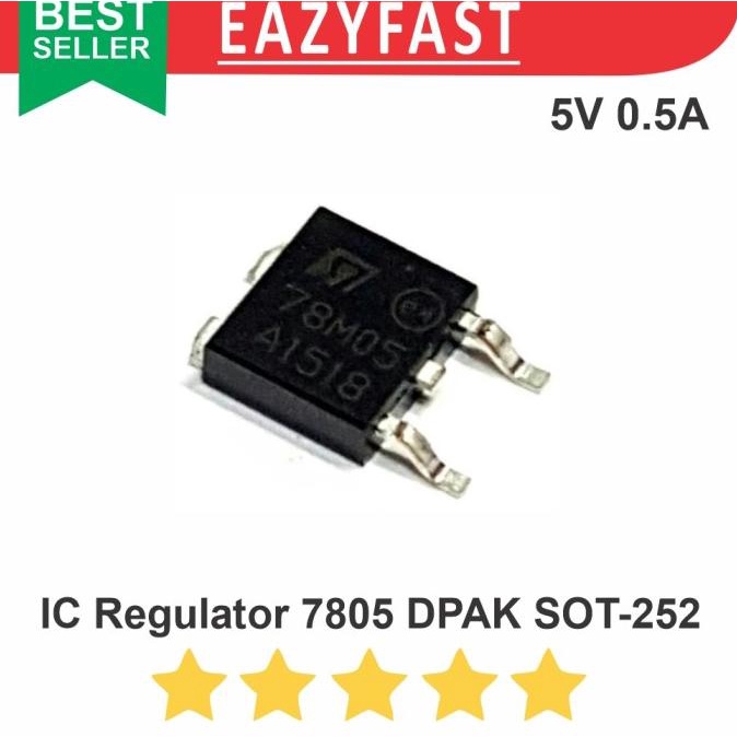 IC Regulator L 7805 CV 5 V Volt 5V 0.5A SMD DPAK 78L05 78M05 TO-252 efst90 Juara