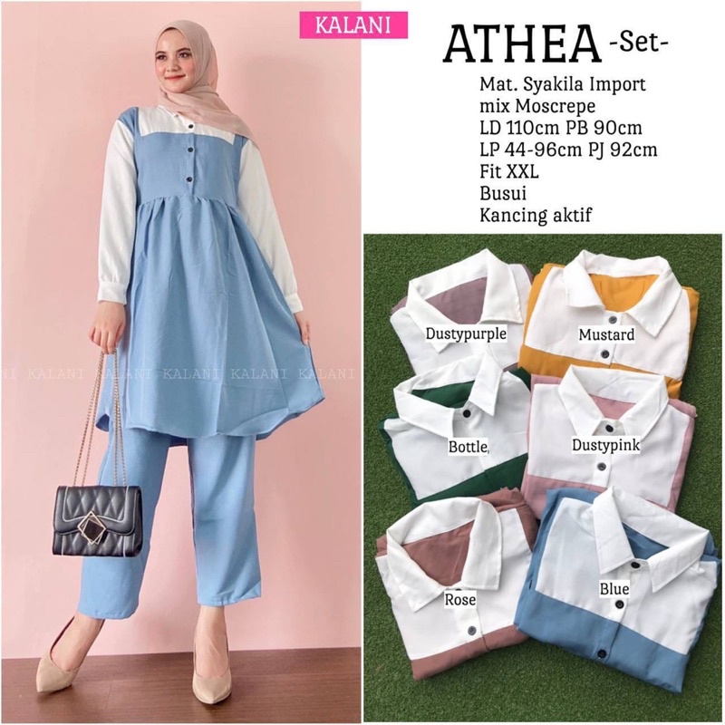 Athea Set Setelan Tunik & Celana Syakila Moscrepe