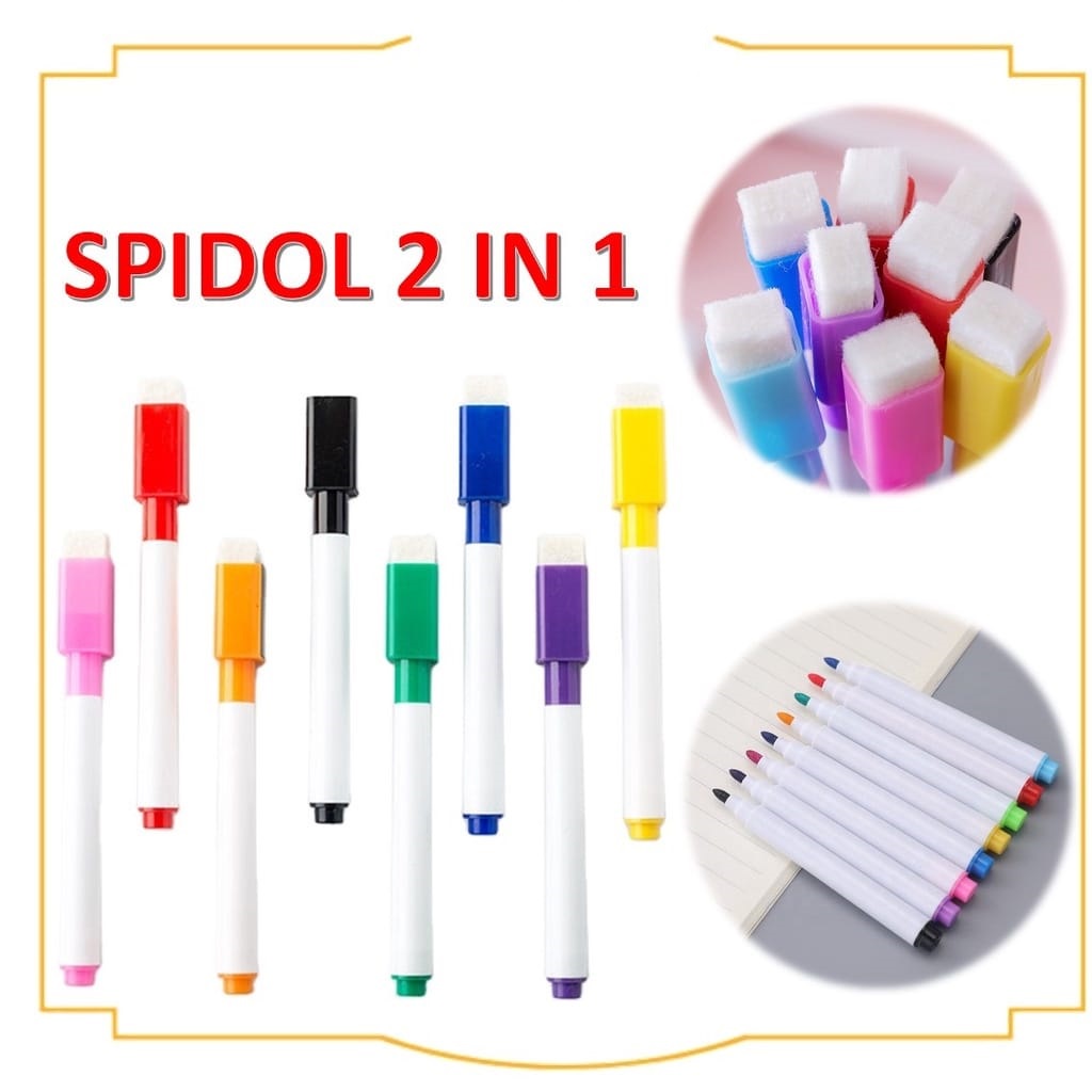 

Spidol Papan Tulis White Board Sepidol Kecil Mini Warna Warni Penghapus Wipe And Clean Whiteboard Marker Anak Anak Spidol 2 IN 1