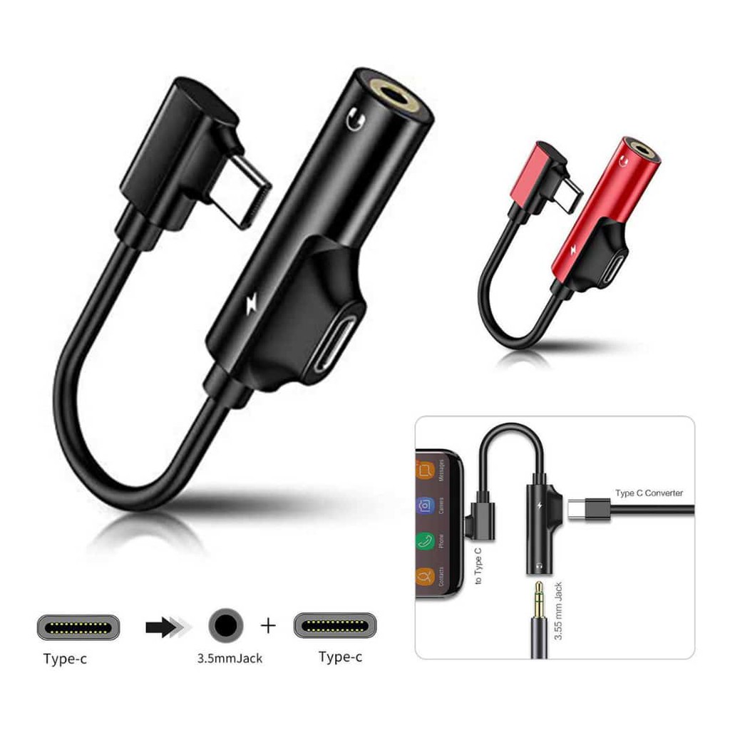 Converter type c to audio jack 3.5 + type c charging port