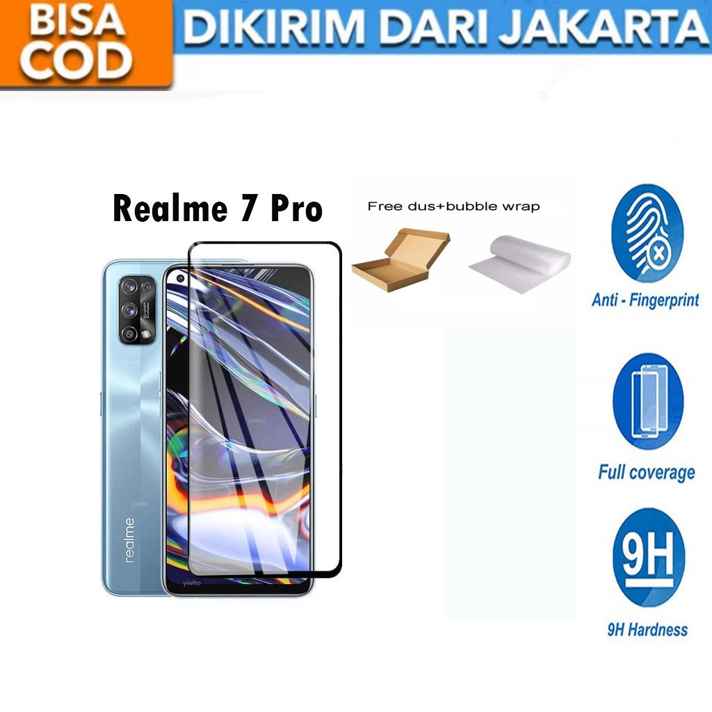Realme 7 Pro Full Cover/Full Screen Tempered Glass Screen Protector Anti Gores