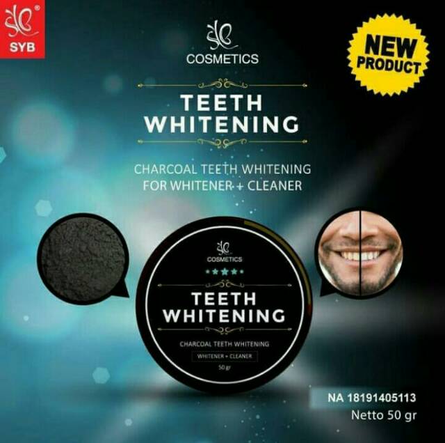 TEETH WHITENING PEMUTIH GIGI - CHARCOAL TEETH WHITENING SYB COSMETICS BPOM