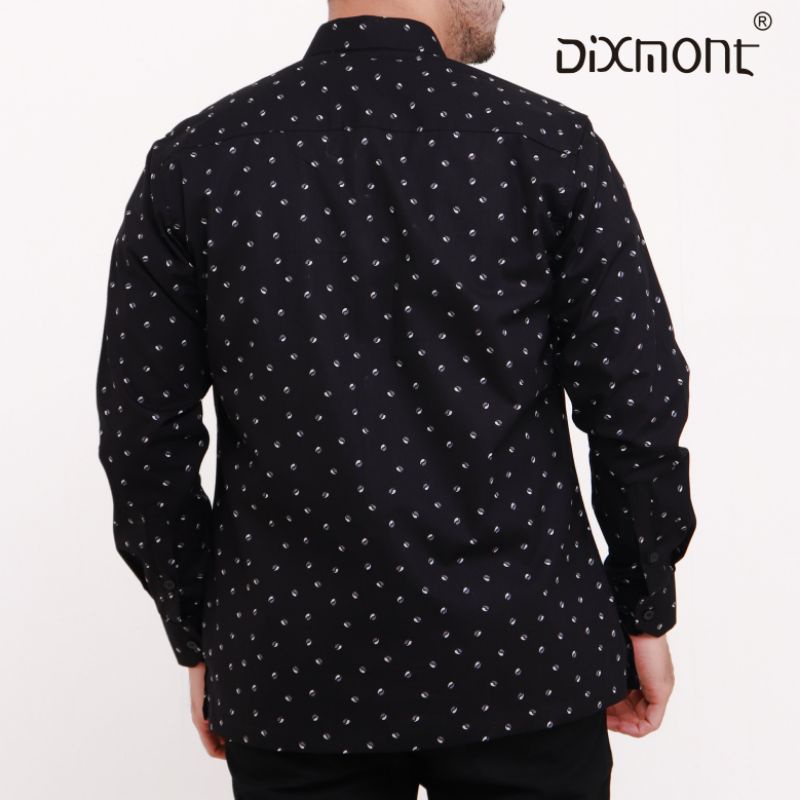 Dixmont Kemeja Pria Basic Formal Motif Lengan Panjang Hem ML00921