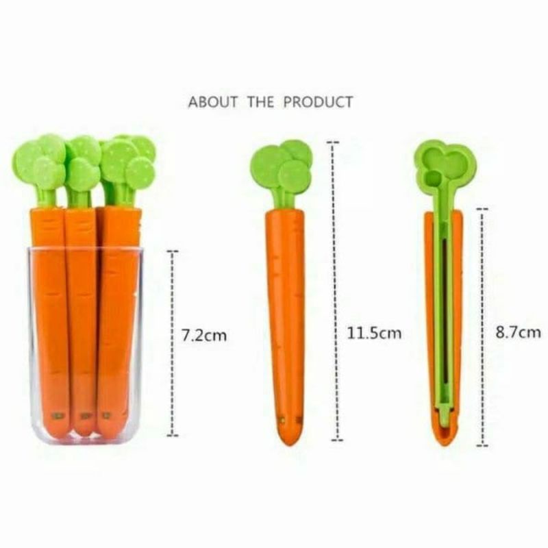 KLIP JEPITAN KEMASAN MAKANAN WORTEL 5PCS SNACK SEALING CLIP CARROT TEMPELAN MAGNET KULKAS PENJEPIT