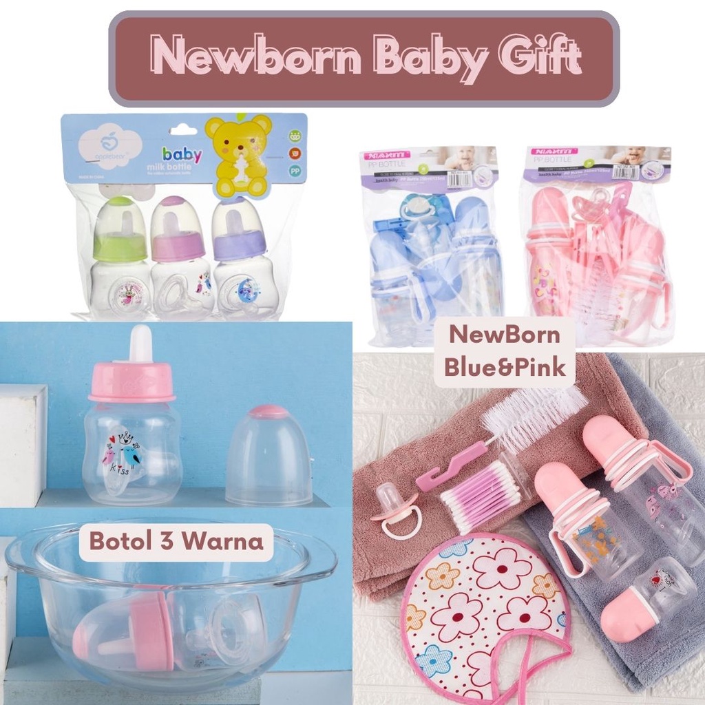 Alat Perlengkapan Bayi Set Botol Susu Bayi NewBorn Celemek Empeng Cotton Bud Sikat Botol Gift Bayi Baru Lahir