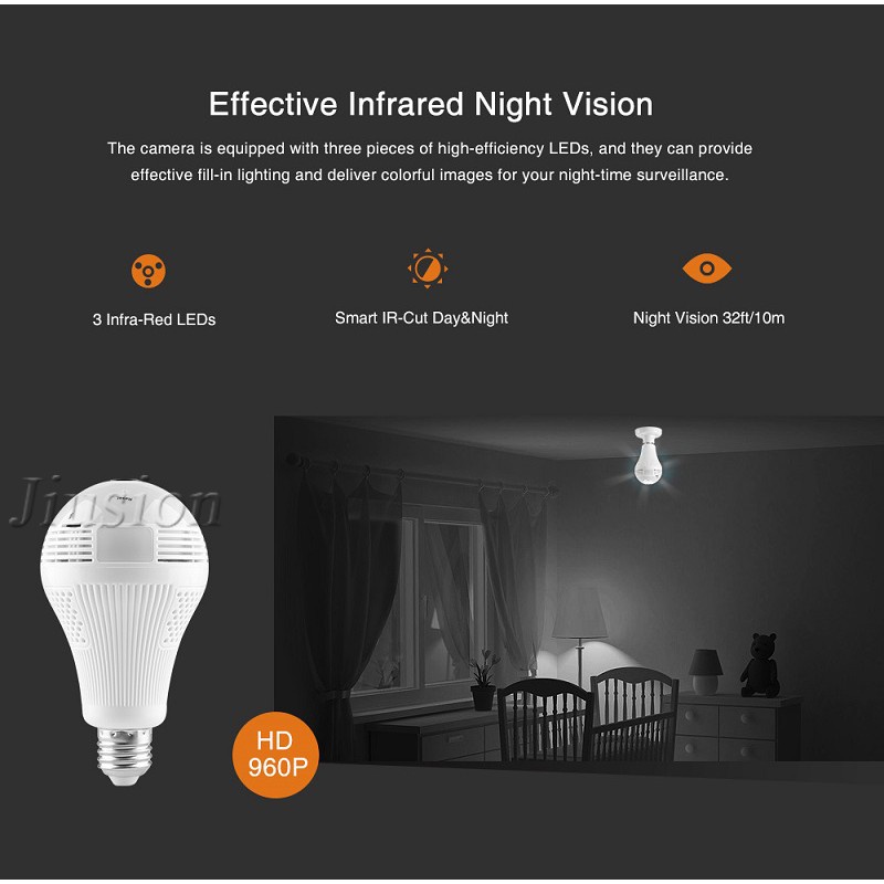 Lampu Bohlam Camera CCTV Kontrol Jarak Jauh IP WiFi Spy Bulb Kamera IR Kamera Pengintai Lampu