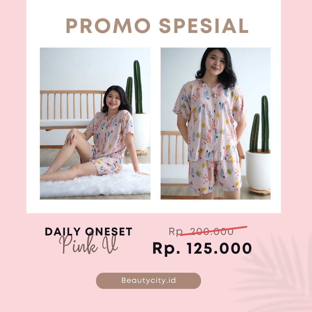 ONESET PINK V RAYON PREMIUM / SETELAN RAYON MOTIF/ PIYAMA WANITA/ DAILYWEAR / STELAN PIYAMA RAYON WANITA