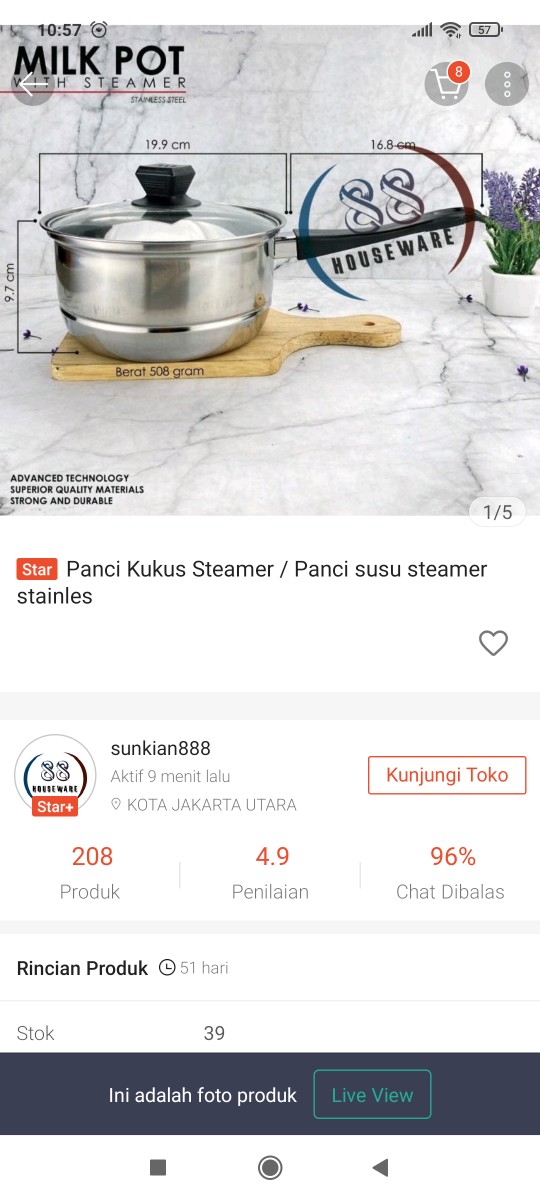Panci Kukus Steamer / Panci Susu Steamer Stainles