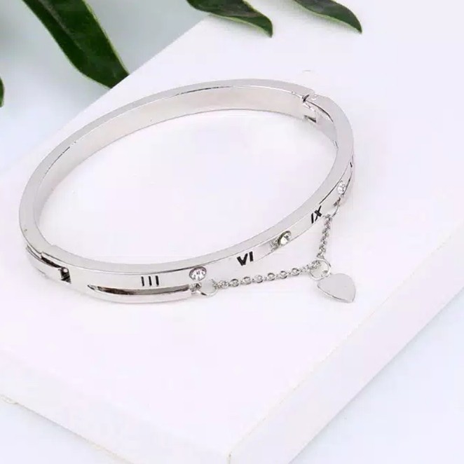 Luxury Gelang Stainless Steel Bangle Heart Bracelet