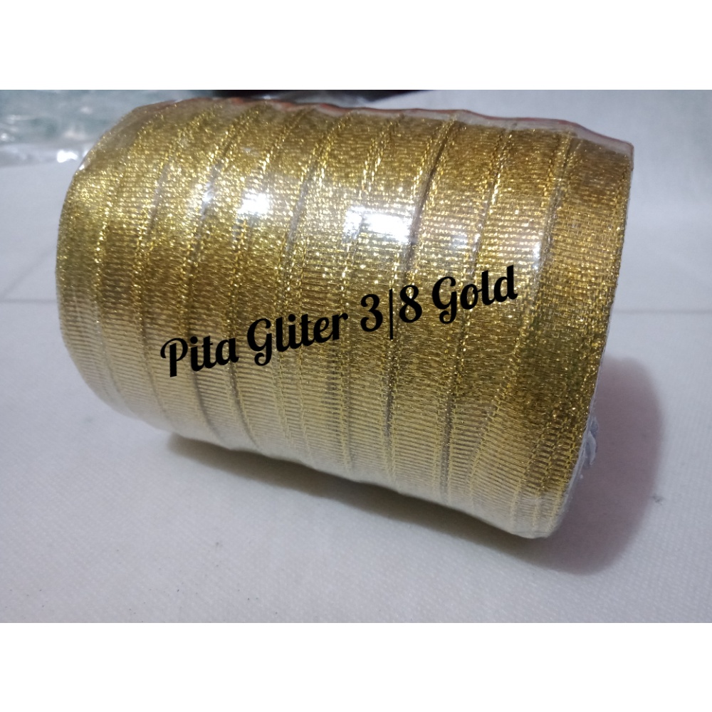 

Pita Gliter Gold Ukuran 3/8 inch Per Roll