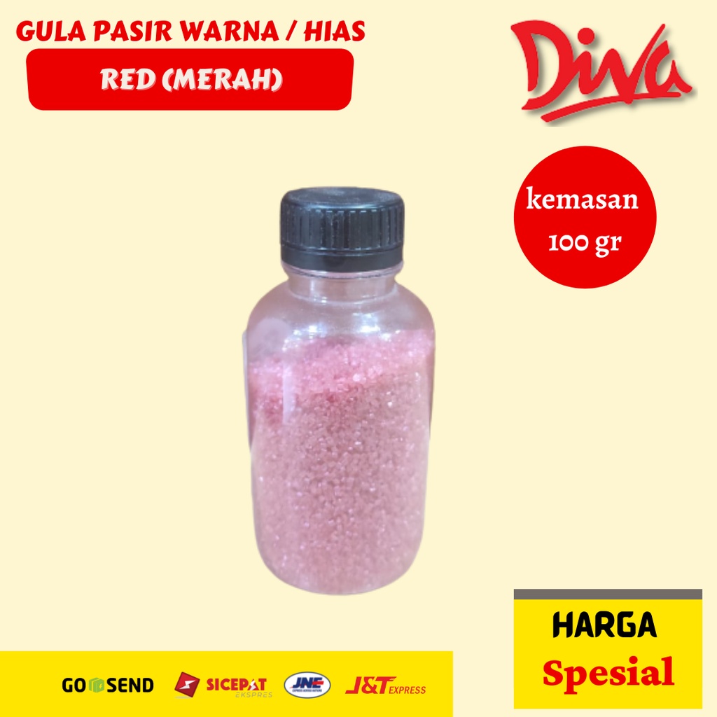 [100gr] Gula Pasir Hias / Warna Merah