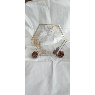 ready frame hexagon 35cm kaca poos dan kaca cermin /frame mahar #frame mahar wedding #frame mahar te