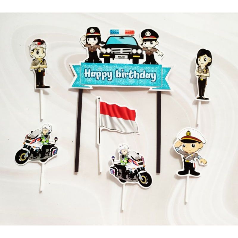 satu 1 set topper toper hiasan tusukan kue cake nasi tumpeng puding ulang tahun happy birthday hbd k