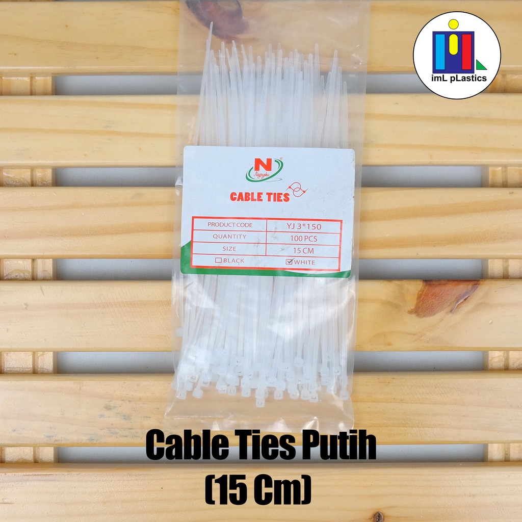 Kabel Ties/Tis / cable ties (nagoyaku) warna hitam/putih 15cm - 1 pack