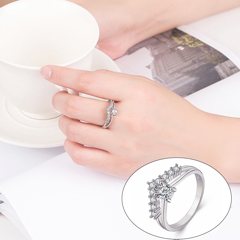 Cincin S925 Silver Cincin Titanium Kristal Wanita Korea Ring Jewelry ANTOP