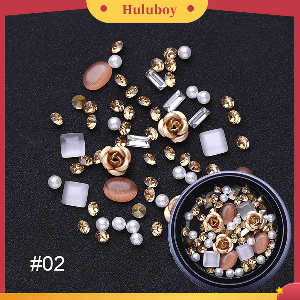 Huluboy Huluboy♡ Patch Sequin Glitter Berlian Imitasi Hollow Campur Untuk Dekorasi Manicurenail Art DIY