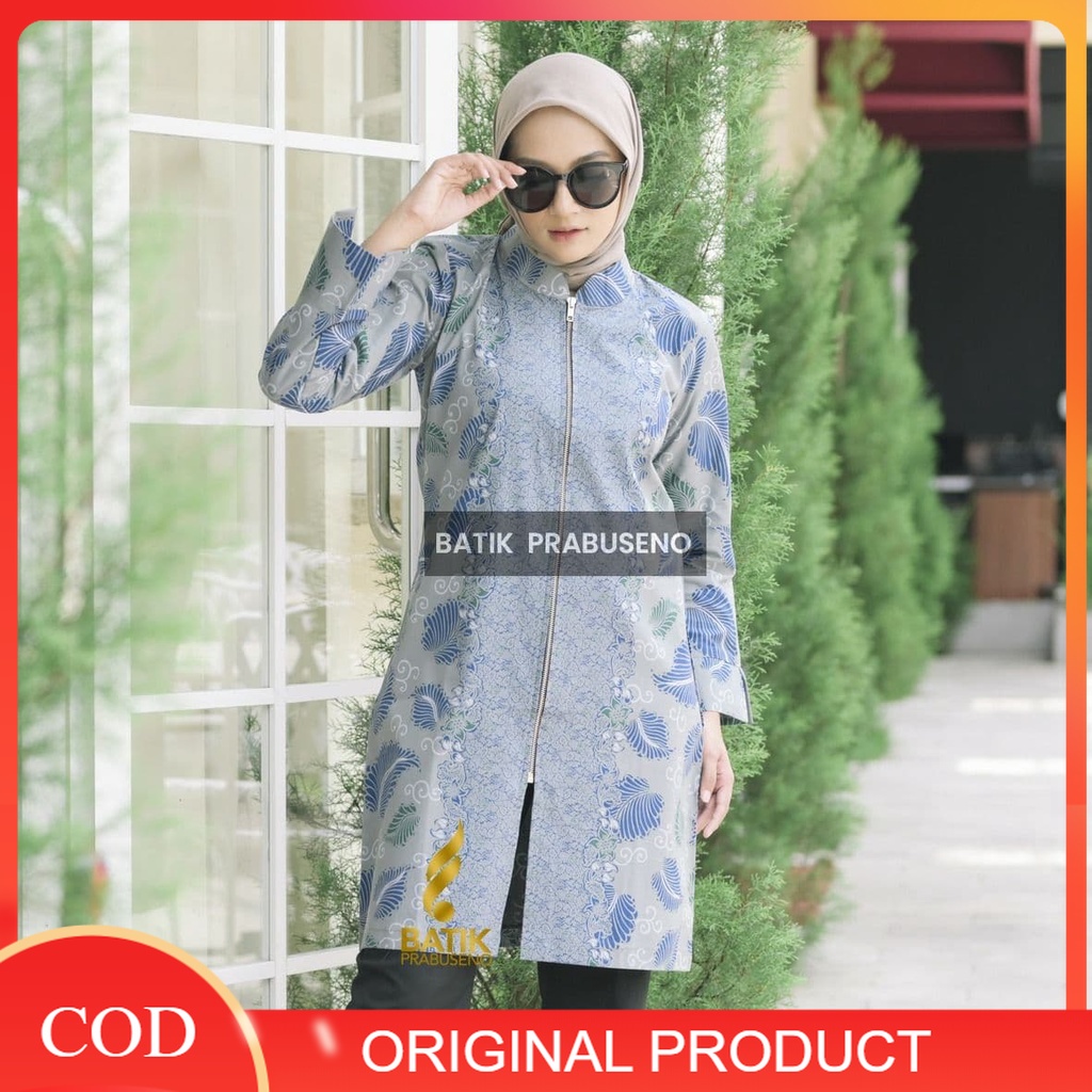Batik Prabuseno Original CEMARA Tunik Batik Wanita Lengan Panjang Seragam Batik Kantor Batik Kerja b