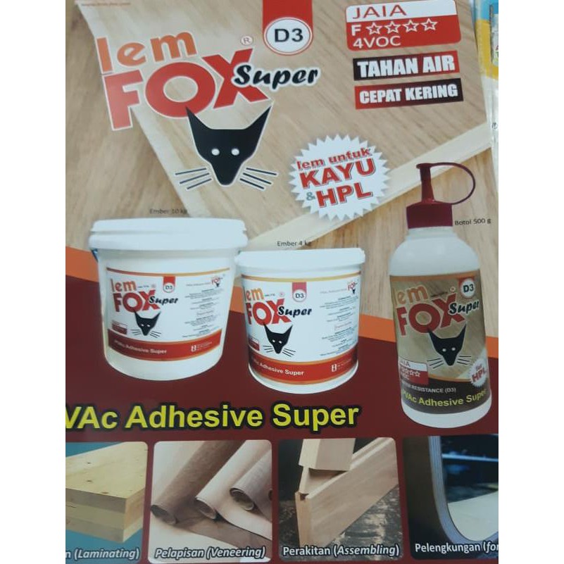 

Lem Hpl Fox D3 4Kg/ Lem Pvac / Lem Putih Anti Air Tahan Panas Kal-El99 Buru Order