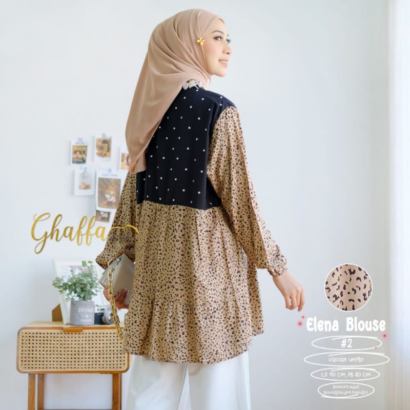 ELENA BLOUSE #2 BY GHAFFA THE LABEL / BLOUSE MOTIF WANITA MUSLIMAH / Rayon viscose uniqlo LD110