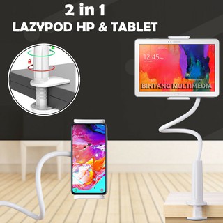 2 in 1 Lazypod HP Holder Lazy Pad Tablet Fleksibel Dudukan Tempat Penyangga Stand Handphone