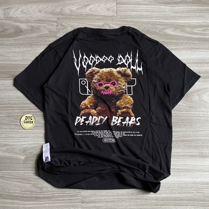 Kaos Distro Pria Peaply Bears/Nadhiara/Next Time/Katun Hitam/ Baju Katun Adem