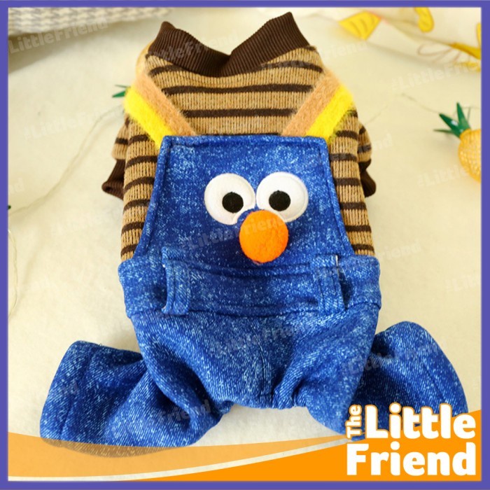✔ COD ✔ Baju Anjing Kucing Puppy Kitten Jantan Setelan Jumpsuit Jeans ELMO - Navy, XS