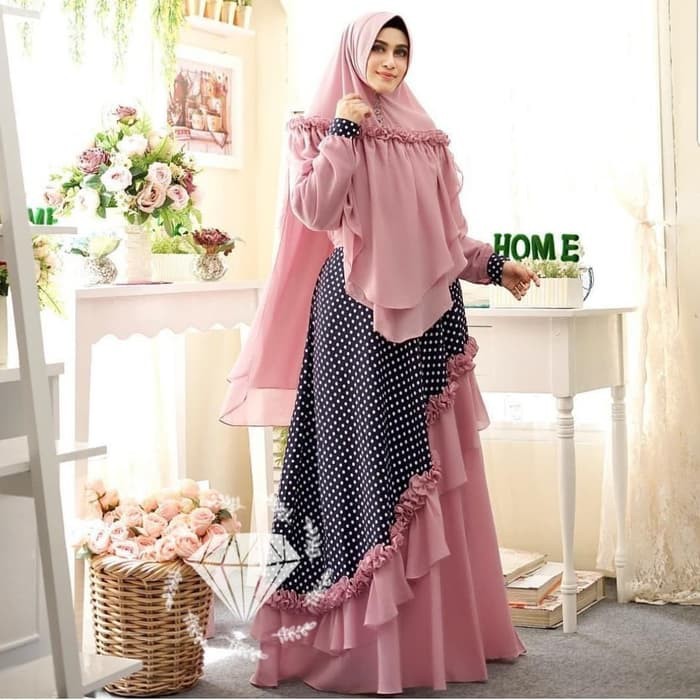 Qonitah Project Gamis Syari Dewasa Gds 20 25 Original Keke Busana PX423  Metris Ekaria - Merah Mud