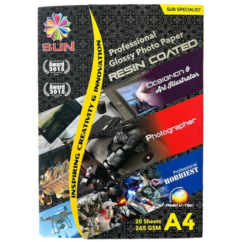 Kertas Foto A4 Sun Professional Glossy Photo Paper Resin Coated A4 265gsm