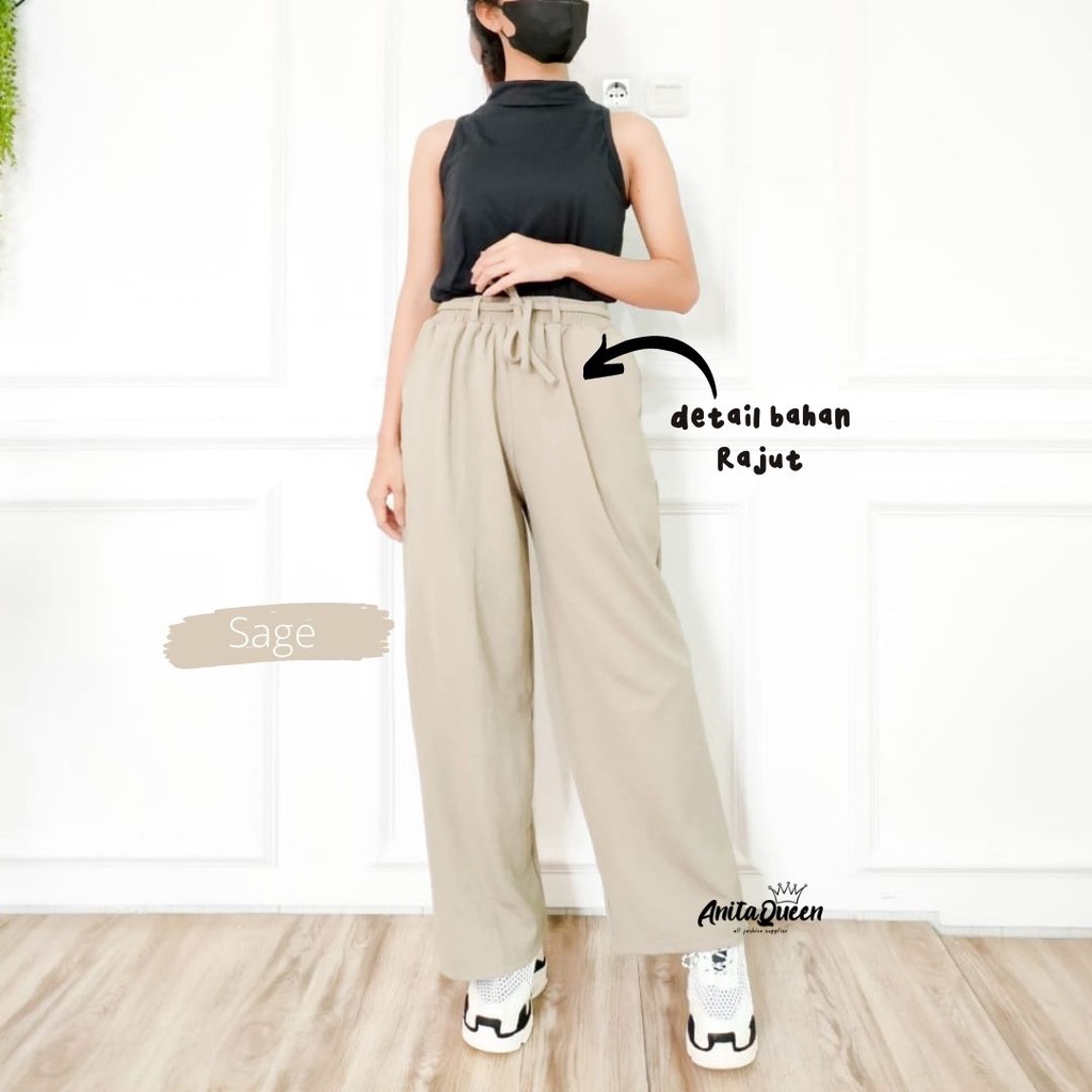 KULOT RAJUT HIGH WAIST ORI TEBAL PREMIUM / CELANA KULOT RAJUT KNIT PANTS KOREA STYLE