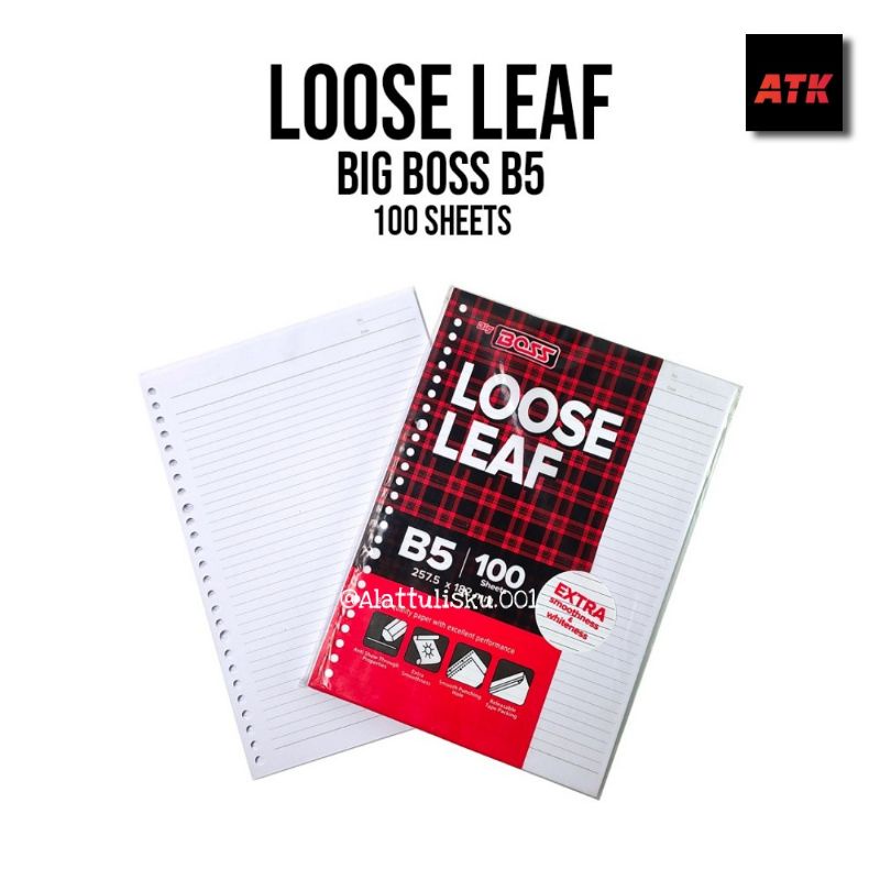 

Loose Leaf Garis B5 - 100lembar / kertas loose leaf / Kertas Loose Leaf BIG BOSS B5 - 100lembar