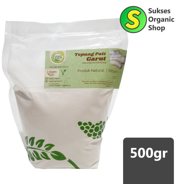 

Ketan-Beras-Tepung- Tepung Pati Garut / Arrowroot Powder / Irut | Lingkar Organik | 500Gr -Tepung-
