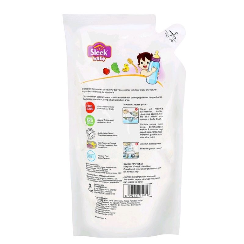 Sleek baby Bottle Nipple &amp; Baby Accessories Cleanser 900 ml /sleek pencuci botol