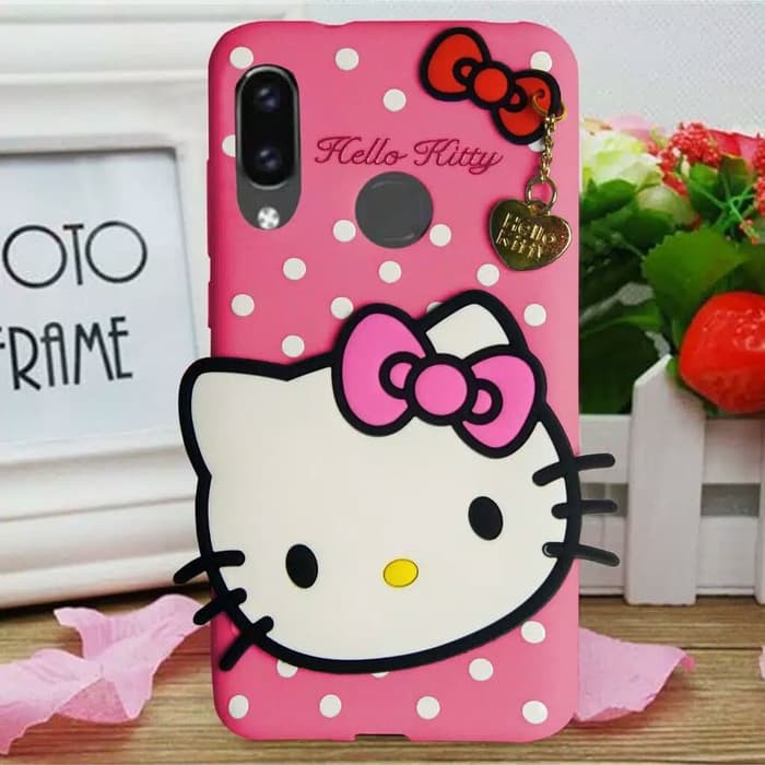 Case Karakter Boneka 3D 4D Hello Kitty Polkadot OPPO A7/A71/A83/F11/Realme C1
