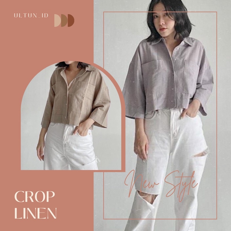 KEMEJA CROP LINEN 2 SAKU | KEMEJA CROP KEKINIAN