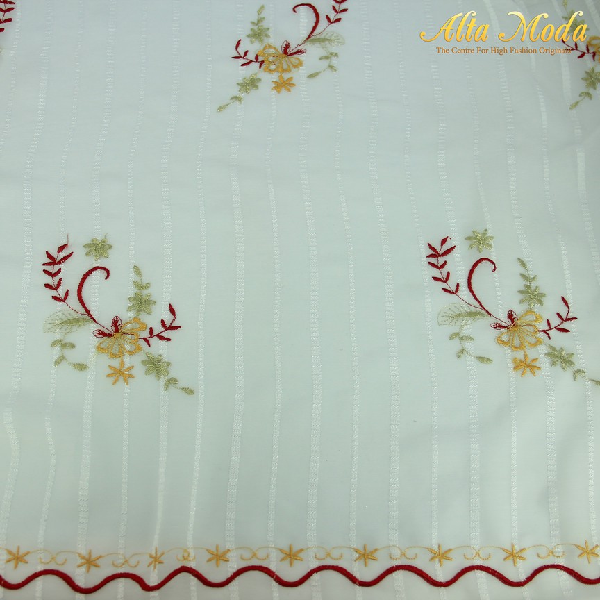 

Alta Moda Katun Bordir Putih Bunga Merah Gold (1M)