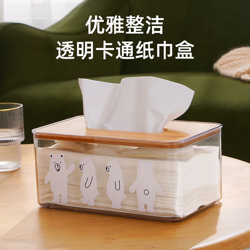 Kotak Tempat Tisu Nordic Transparent Modern Desain Beruang Lucu Aesthetic Minimalis Ala Korea Acrylic Tebal Clear Bear Tissue Box Ruang Tamu Rumah Kamar Cafe Hadiah Souvenir