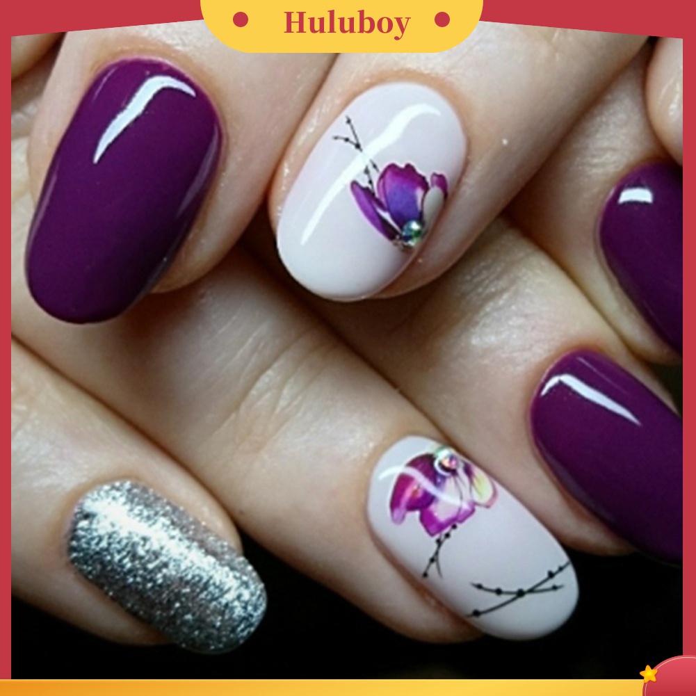 Huluboy Huluboy♡ Stiker Decal Transfer Air Motif Bunga / Kupu-Kupu Vintage Untuk Manicure DIY