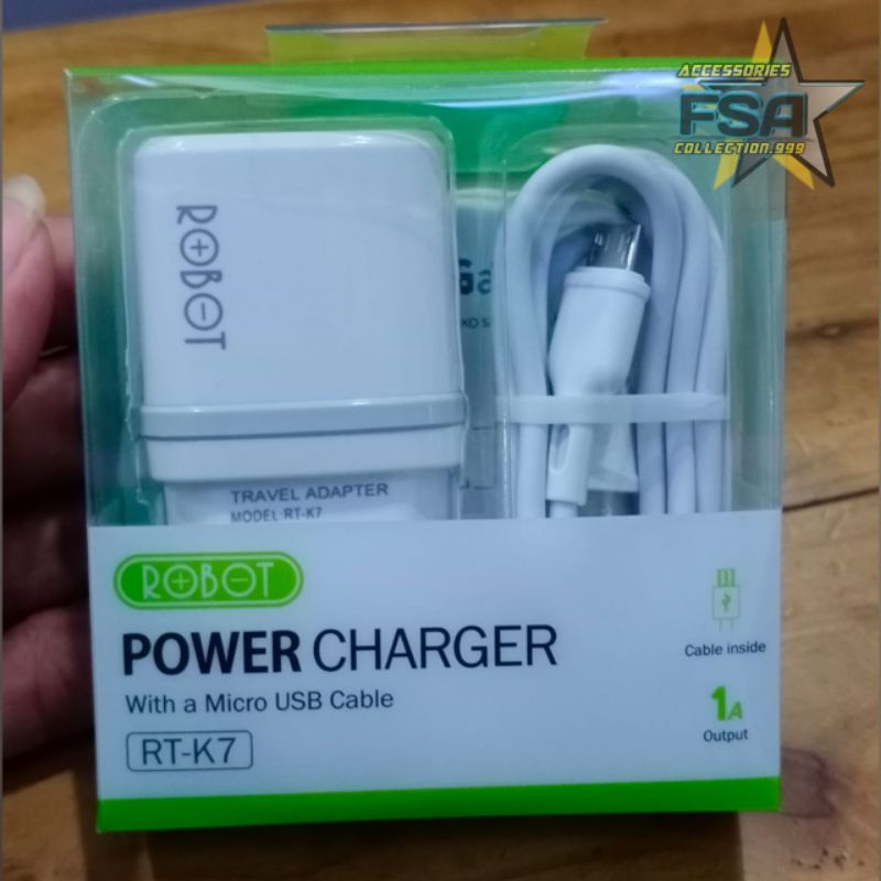 Travel Charger ROBOT RT-K7 Quick Charger Micro Usb 5V 1A  Single Port Charge